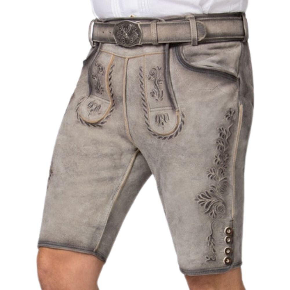 German Best Lederhosen Oliver Ash Grey For Sale