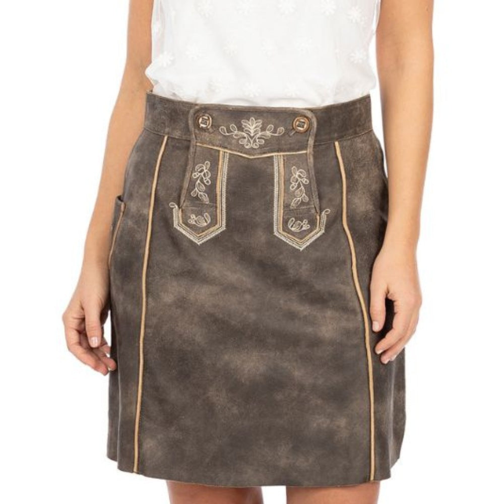 Authentic Bavarian Lederhosen Skirt with Embroidery