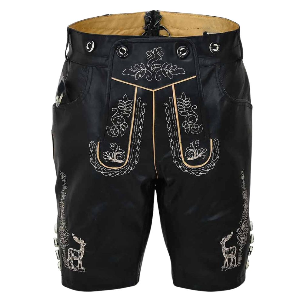 Black Sheepskin Lederhosen for Oktoberfest 2024