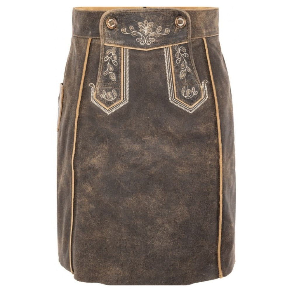 Authentic Bavarian Lederhosen Skirt with Embroidery