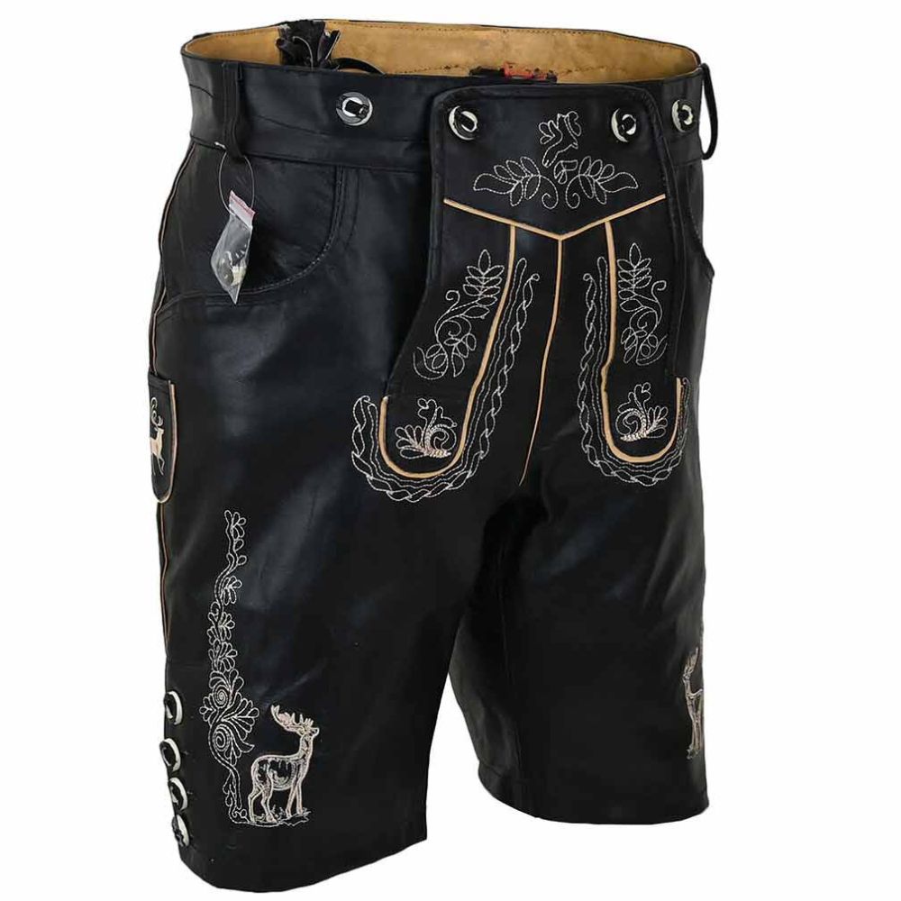 Black Sheepskin Lederhosen for Oktoberfest 2024