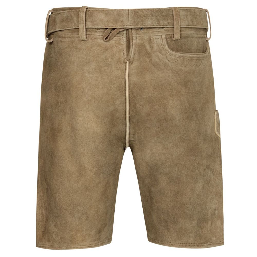 German Shorts Lederhose with Suspenders Light Brown